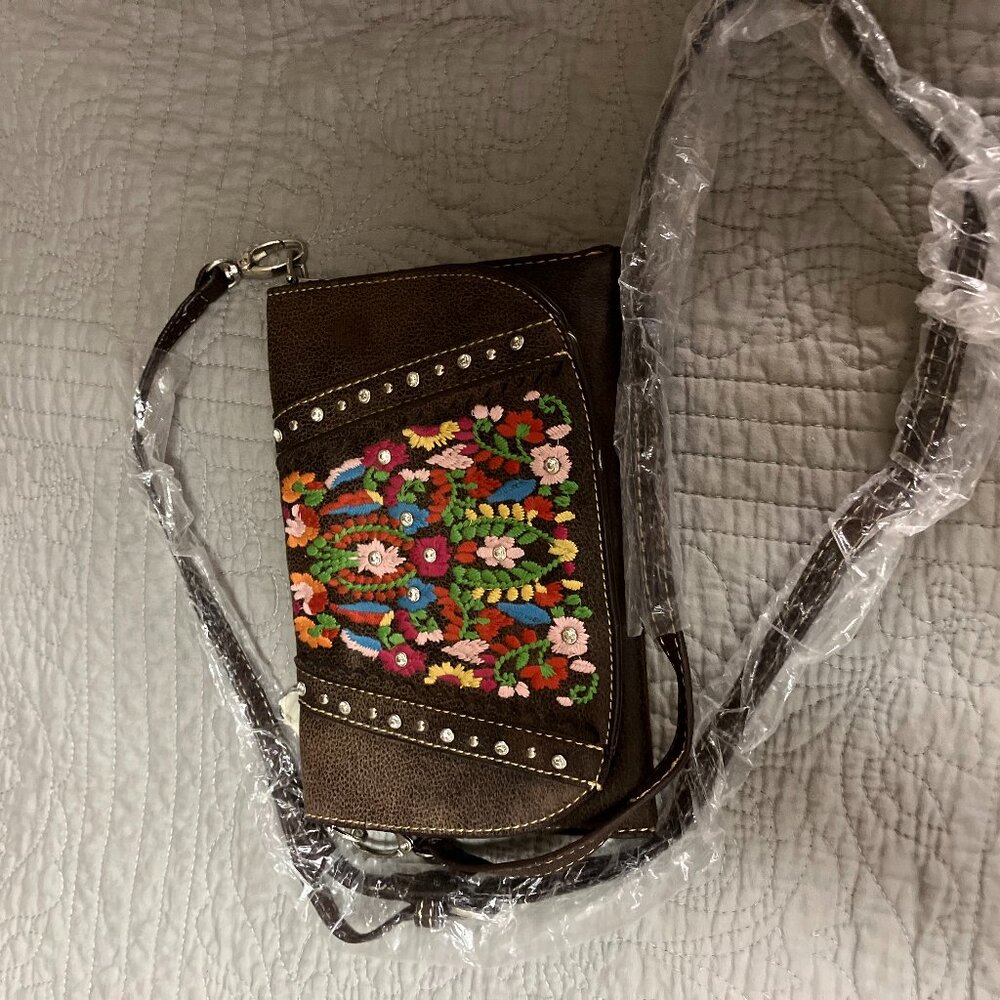 New American embroidered purse crossbody